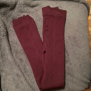 Burgundy fleece lined leggings